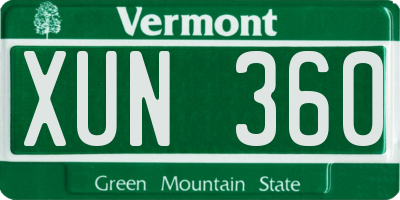 VT license plate XUN360