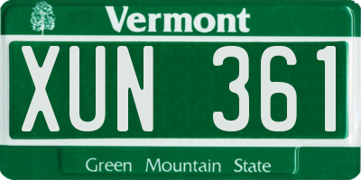 VT license plate XUN361
