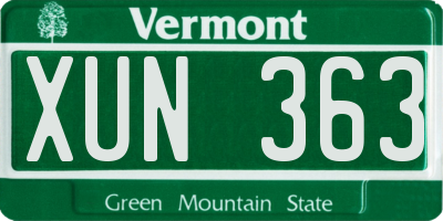 VT license plate XUN363