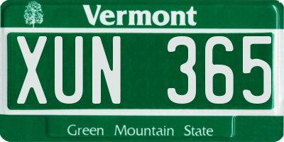 VT license plate XUN365