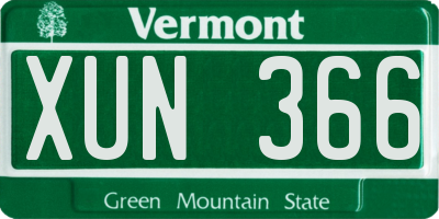 VT license plate XUN366
