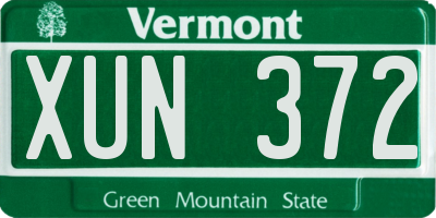 VT license plate XUN372