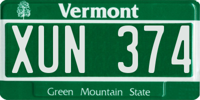 VT license plate XUN374