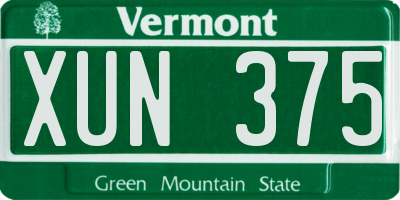 VT license plate XUN375