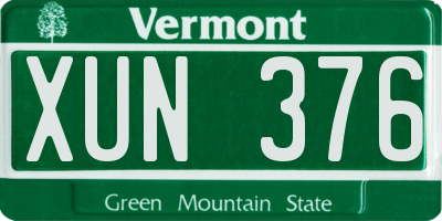 VT license plate XUN376