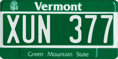 VT license plate XUN377