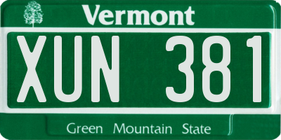 VT license plate XUN381