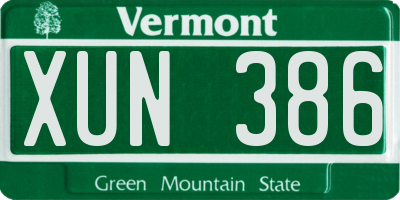 VT license plate XUN386