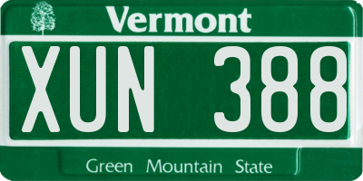 VT license plate XUN388