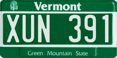 VT license plate XUN391