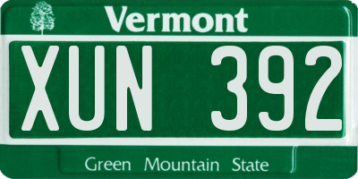 VT license plate XUN392