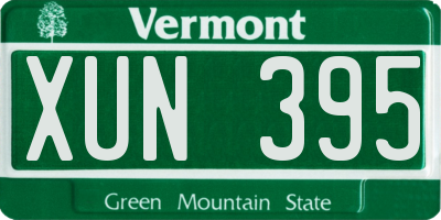 VT license plate XUN395
