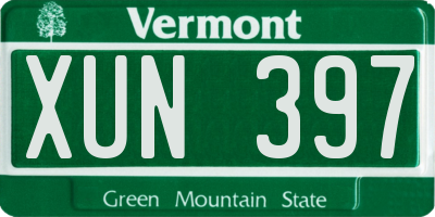 VT license plate XUN397