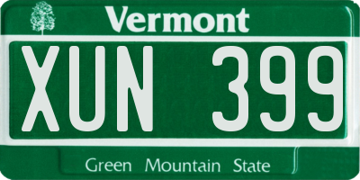 VT license plate XUN399
