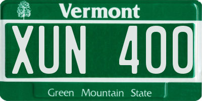 VT license plate XUN400