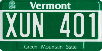 VT license plate XUN401