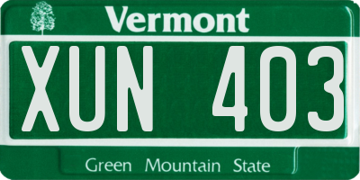 VT license plate XUN403