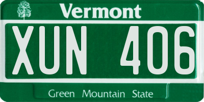 VT license plate XUN406