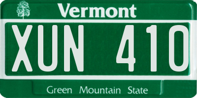 VT license plate XUN410