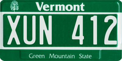 VT license plate XUN412
