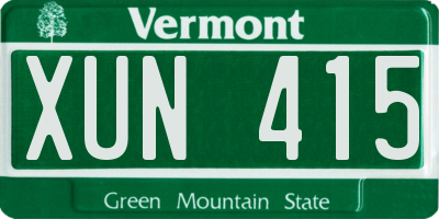 VT license plate XUN415