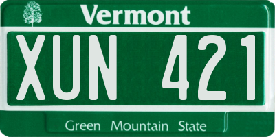 VT license plate XUN421
