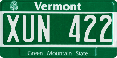 VT license plate XUN422