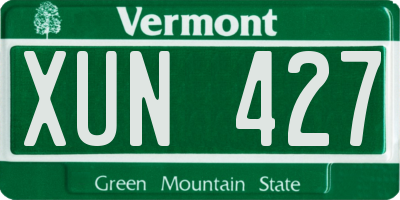 VT license plate XUN427