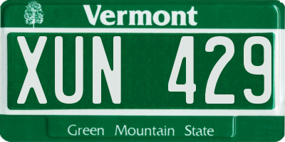 VT license plate XUN429