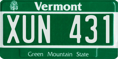 VT license plate XUN431