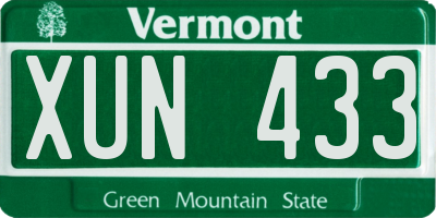 VT license plate XUN433