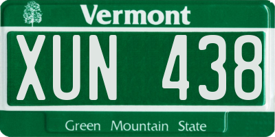 VT license plate XUN438