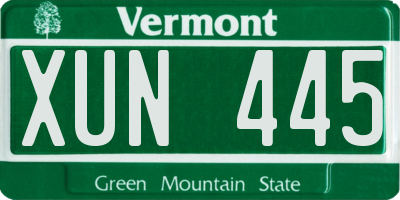 VT license plate XUN445