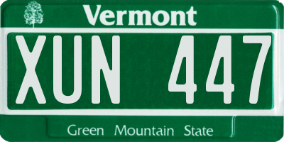 VT license plate XUN447
