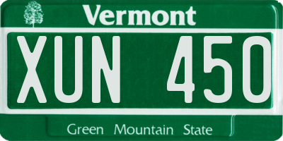 VT license plate XUN450