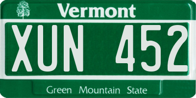 VT license plate XUN452