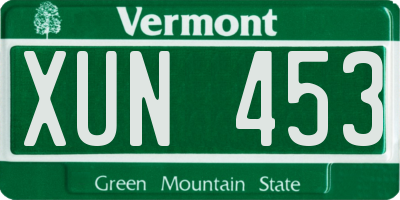 VT license plate XUN453