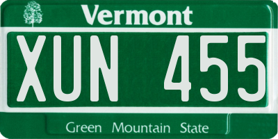 VT license plate XUN455