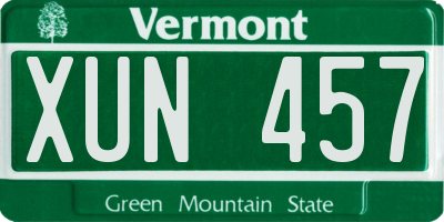 VT license plate XUN457