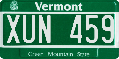 VT license plate XUN459
