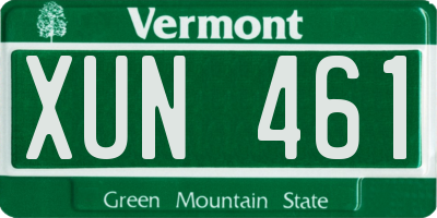 VT license plate XUN461