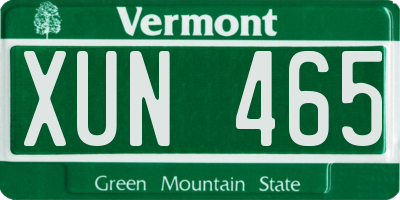 VT license plate XUN465