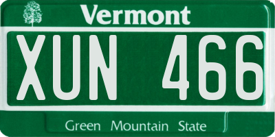 VT license plate XUN466