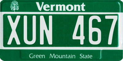 VT license plate XUN467