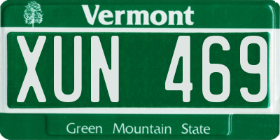 VT license plate XUN469
