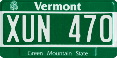 VT license plate XUN470