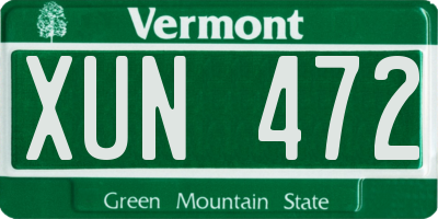 VT license plate XUN472