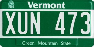 VT license plate XUN473