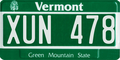 VT license plate XUN478