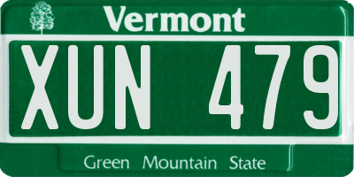 VT license plate XUN479